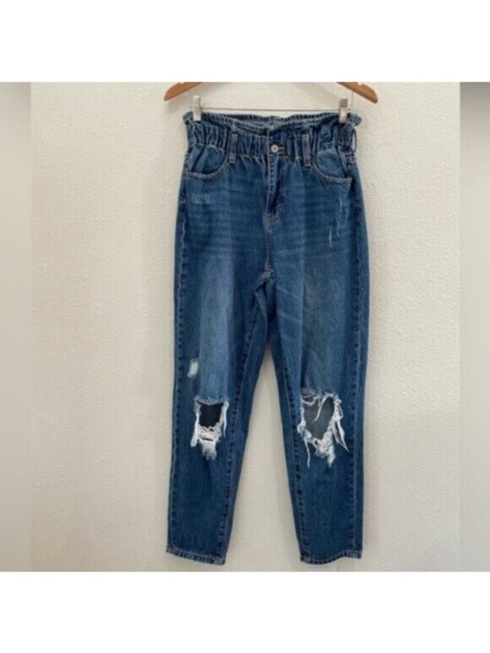 Kancan High Rise Distressed Jeans Boyfriend Stretch Boho Shabby Chic - Picture 2 of 8